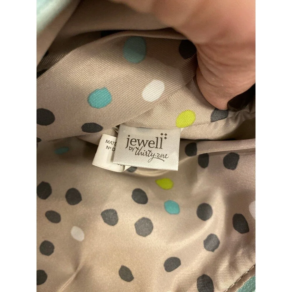 Thirty-One Jewell Zip Clutch Makeup Cosmetics Jewelry‎ Bag Aqua Pale Green Blue